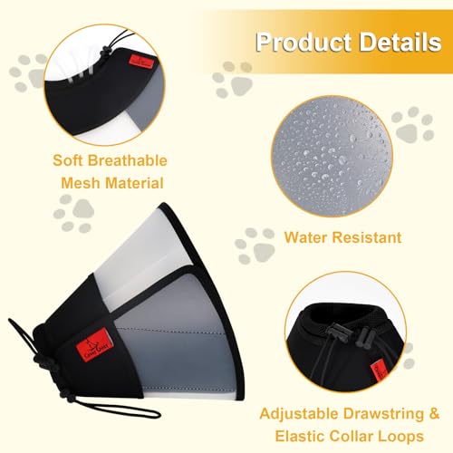 Plastic Dog Recovery Cone Collar, Soft Comfortable Breathable Post-Surgery Pet Cone, Escape-Proof & Easy Clean, Prevents Licking Wounds, Waterproof & Adjustable M (Neck 12.2"-14.9") - size: M(Neck 12.2"-14.9")