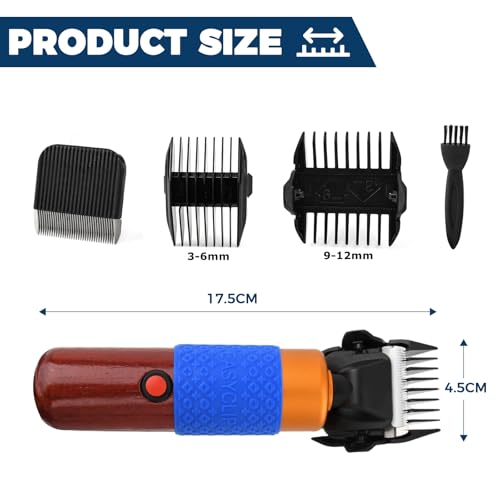 Horse Clippers 200W, Professional Animal Grooming Clippers with 2 Blades, 10ft Cord, Stepless Speed, Low-Noise Electric Clippers for Horses Sheep Goats Dogs