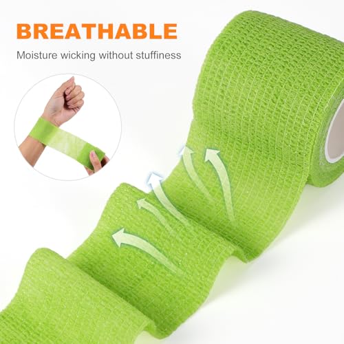 BESPORTBLE 12 Rolls Self Adhesive Elastic Bandages Wrap - Breathable Non-Woven Cohesive Bandage - 2 Inch Athletic Tape for Sports, Wrist, Ankle, Tattoo Grip Tape, Vet Wrap for Pets - color: Multi
