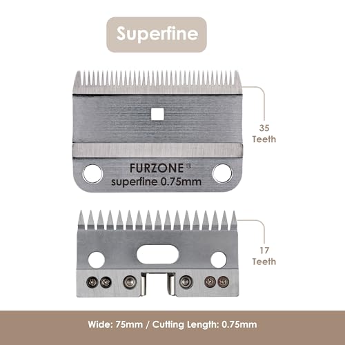 FURZONE A2 Large Animal Clipper Blade (Extra Short) - 2 in 1 Set (35&17 Teeth), Horse Grooming Replacement Blade, Professional Stress-Free Grooming, 0.03-Inch/0.75mm Cut Length - size: Extra-Short 0.75mm