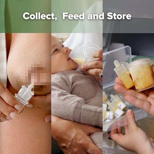 haakaa Colostrum Collector Kit 2ml/6pcs & Lidded Feeding Cup 25ml | World-first design, 3-in-1 Collector, Safe food-grade silicone-BPA Free, Ready-to-use pack,Replace disposable syringes - size: 6 Count (Pack of 1)-2ml + Feeding Cup