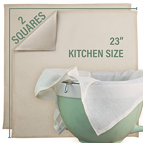 Organic Cheese Cloth, 2 Hemmed 23x23 Squares, Reusable - size: 3.7 sq ft (2 pcs)