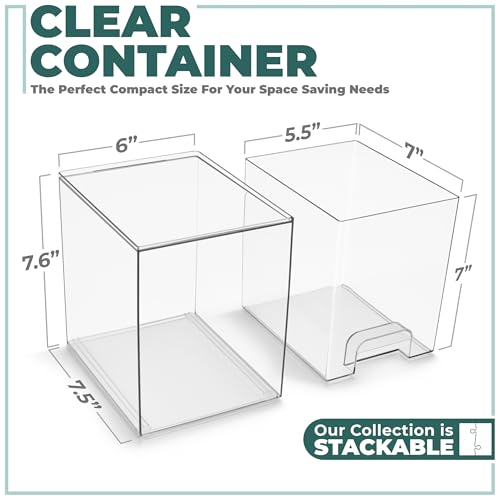 Sorbus Clear Stackable Storage Drawers (2 Pack, 7.6'' Tall) | Acrylic containers with pull-out bins keep cosmetics, brushes and daily items sorted on bathroom counters or in cabinets. - size: 2 Pack, 7.6’’ Tall
