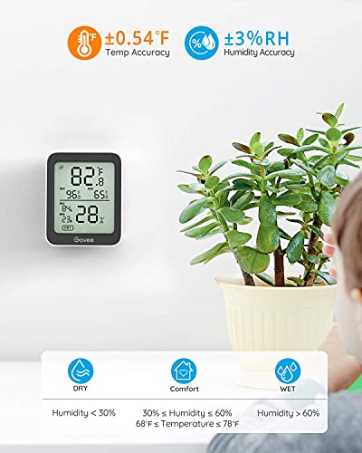 Govee Indoor Hygrometer Thermometer 2Pack H5075 with Bluetooth App Control (Pack of 2) - color: Black, size: 4 Pack