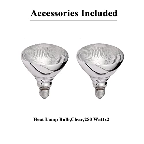 Food Heat Lamps with Dual 250w Bulbs Food Warmer Lights Food Heating Warmer Lamp Restaurant Kitchen Buffet Warmer Table (Double Head)