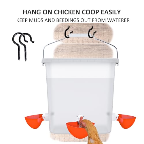 Automatic Chicken Feeder & Waterer Set Chicken Feed Bucket, Large Capactiy | Rain proof, Gravity, No Waste Poultry Feeder, Auto Refill Chicken Water Cup