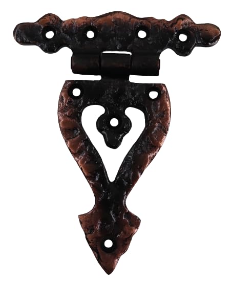 The Metal Magician Antique Copper T-Strap Hinges, Pack of 4 Heavy Duty Barn Door Hinges (5" x 4.5") for Wooden Fences Heavy Duty, Decorative, Farm Gate Hinge (Antique Copper) - color: 5inch T Hinge Antique Copper