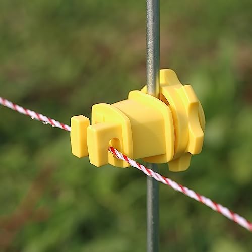 25-Pack Screw-Tight Electric Fence Round Post Insulator, Yellow | Wire Holding ·Two-Piece Design · Fits Round Posts · For Wire & Polywire - color: Yellow