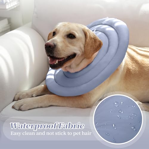 IDOMIK Dog Recovery Collar, Waterproof Soft Dog Cone After Surgery | Comfy Protective Elizabethan Collar Alternative for Dogs Cats, Adjustable Pet Neck Donut Cone Anti-Licking Wounds,Blue,S - color: Blue, size: S