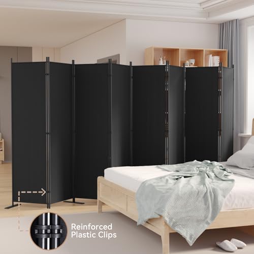 C-Hopetree 8 Panels Room Divider, 6 Ft Tall Indoor Folding Privacy Screen, Portable Partition Separator, Freestanding Separation Temporary Wall for Office, Bedroom, 160" W X 71" H, Black - size: 8-Panel