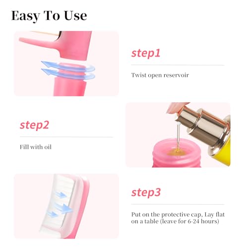 Hair Oil Applicator Comb, Hands-Clean Oiling Brush for Quick Even Application, Wide Teeth Oil Distribution Comb with 5ml Container/Scale Handle for Women/Girls Thin/Straight Hair Daily Care (Pink)