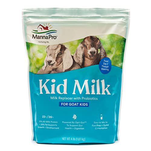 Manna Pro Goat Kid Milk Replacer with Opti-Gut, 4 lb Bag | High-Protein Milk Replacer, Opti-Gut Digestive Support, Easy-to-Mix Formula, Supports Healthy Kid Goat Growth - size: 4 Pound (Pack of 1)