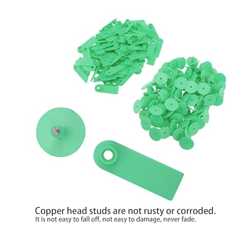 100PCS Cattle Ear Tags, Blank Cattle Ear Tags TPU Cow Ear Tags Farm Goat Ear Tags Livestock Large Size Livestock Identification Ear Tags for Identification Cattle,Sheep Goat, Pig(Green) - color: Green