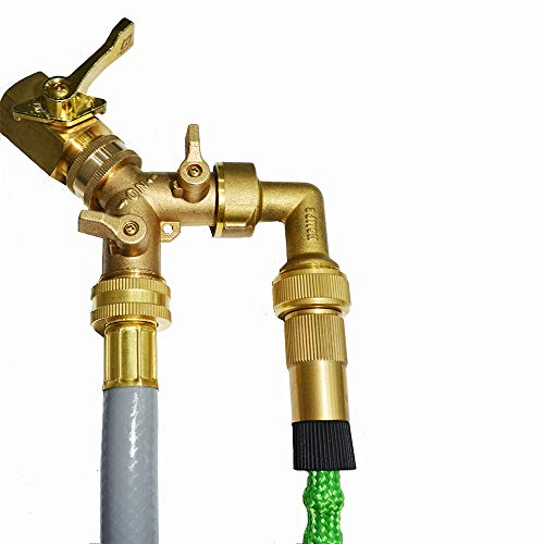 2 Way Hose Y Valve Hose Splitter Garden Hose Y Valve Connectors 2 way shut off valves With Solid Brass Handle Brass Y Valves Water Garden Hose Adapter 3/4"GHT Thread Extra 4 Presure washers - size: 3/4" S