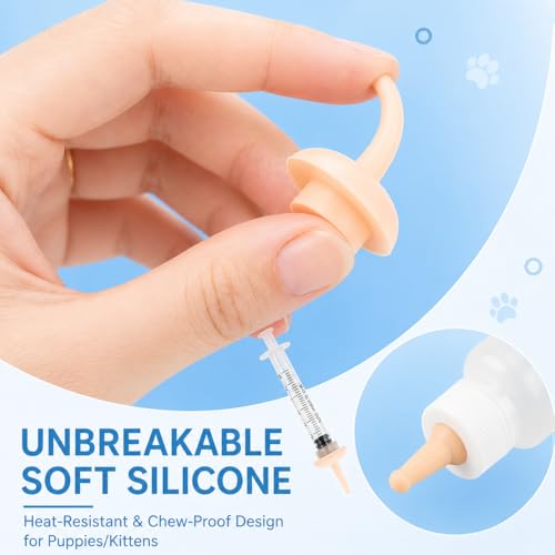 Pet Feeding Kit for Newborn Kittens & Puppies, Kitten Feeding Bottle with Soft Silicone Nipples, Nursing Syringes for Small Animals, Kitten Milk Feeder Set for Rabbit, Hamster - size: 15 Pcs