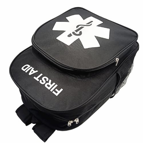 Red Emergency Bag First Aid Backpack Empty Medical First Aid Treatment First Responder Trauma Bags for Hiking Outdoors Travel Camping Pet Dog Cat Daycare (Black White) - color: Black White