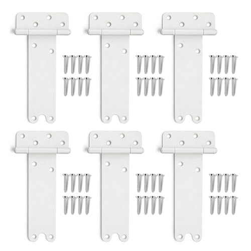 6 Pack 8" Door Hinges,300 Lbs Capacity Heavy Duty Gate Hinges | Matte white T-Strap Shed Gate Hinges,Barn Door, Shed Doors, rust-resistant,durable (8 inch- U - 6 Pack)-Patent Pending - size: 8 inch- U - 6 Pack