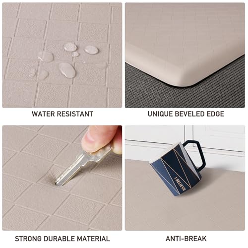 HappyTrends Kitchen Floor Mat - 4/5 Inch Thick Anti-Fatigue Kitchen Rug | Waterproof Non-Slip Kitchen Mats and Rugs Heavy Duty Ergonomic Comfort Rug for Kitchen,Office,Sink,Laundry