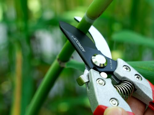 AGRICUT Pruning Shears, 7/8-Inch Cut Capacity Hand Clippers, Bypass Pruners, Gardening Scissors with Sharp Steel Blade (Aluminum Handle, High Carbon Steel) - style: Aluminum Handle, High Carbon Steel