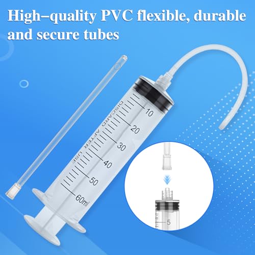 30 Pack 60ml Luer Lock Syringe - Syringes for Liquid with Soft Tube | Individually Pcakaged，Scientific Labs and Measuring, Refilling Inks - style: 60ml - 4.0mm Tube