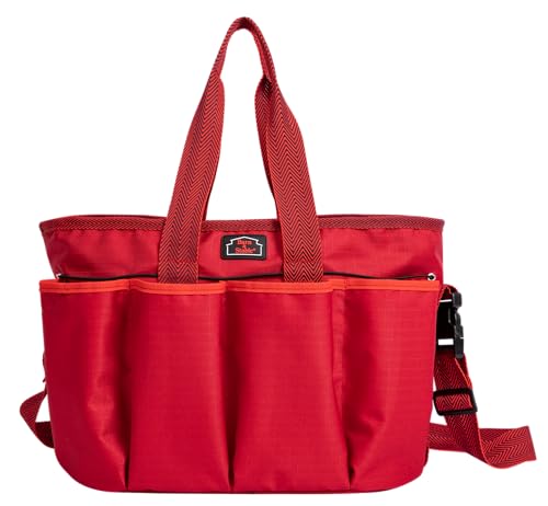 BARN & STABLE 600Denier 3000mm/3000mvp Super Waterproof, Breathable Horse Grooming Tote with 7 Pockets - Tear-Resistant Tack Storage Carry Bag Caddy for Horses, Cows, Donkeys, Goats - color: Red