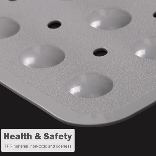 Mrcrypos Corner Shower Mats Non Slip 31 x 31 Inches for Inside Shower,Gray | Bath Mat with Suction Cups and Drain Holes,Quick Dry Bathmat Machine Washable Shower Stall Mats for Bathroom - color: Gray, size: 31" x 31" (Corner)