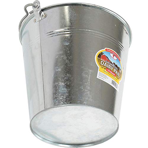 Little Giant® Galvanized Dairy Pail | Metal Bucket | Utility Bucket with Handle | Gardening & Farming Bucket | 14 Quart - size: 14 Quarts