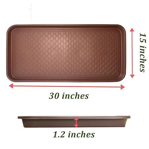 Large Multifunctional Boot Tray 2 Pack Boot Mat Washable Indoor or Outdoor Tray Mat for Shoes Boots Plants Pots Paint Tins Pet Bowls Car Storage, 30 x 15 x 1.2 Inches (Brown) - color: Brown