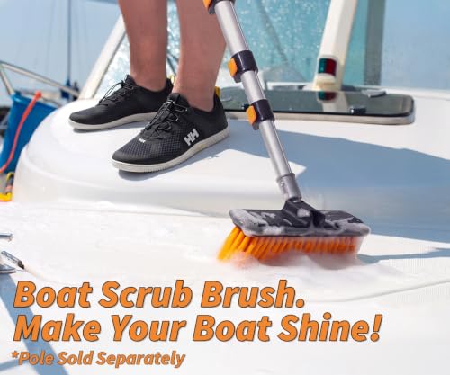 Medium Bristle Deck Scrub Brush - Composite Deck Brush Head & Vinyl Siding Brush // Boat Scrub Brush, Roof Brush for Extension Pole // Exterior, Patio & Deck Cleaning Brush (Pole Sold Separately) | Composite Deck Brush Head // Boat Scrub Brush, Roof Brush