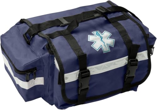 NOVAMEDIC NM-RO63P Professional First Responder Bag, 17” x 9” x 7” Empty EMT Trauma Kit Carrier with Removable Dividers, Reflective Strips, Water-Resistant Base for Emergency Medical Supplies (Blue) - color: Blue