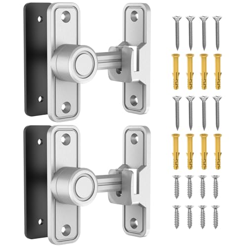 Sliding Barn Door Lock, 90 Degree Locks, 2 Pack-Silver | Flip Gate Latches for Garden, Bathroom, Outdoor, Garage, Window, Barn Doors - color: 2 Pack-Silver