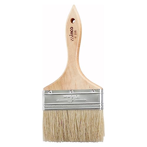 Winco 4" Boar Bristle Heavy-Duty Pastry Brush | Durable Bristles, Basting, Glazing, Marinades, Butter and Pastry Prep, Metal ferrules - size: 4-Inch