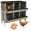 GarveeTech Chicken Nesting Box for Laying Eggs, 6 Compartment Galvanized Steel Laying Boxes for Hens with Front Access Tray, Easy Wall Mount, Includes 6 Training Eggs - color: Green