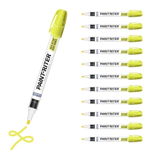 Markal 97050 Paint-Riter+ Valve Action Marker, Versatile Surface Compatibility, Bold Mark Size 1.8", Fluorescent Yellow 12-Pack - color: Fluorescent Yellow