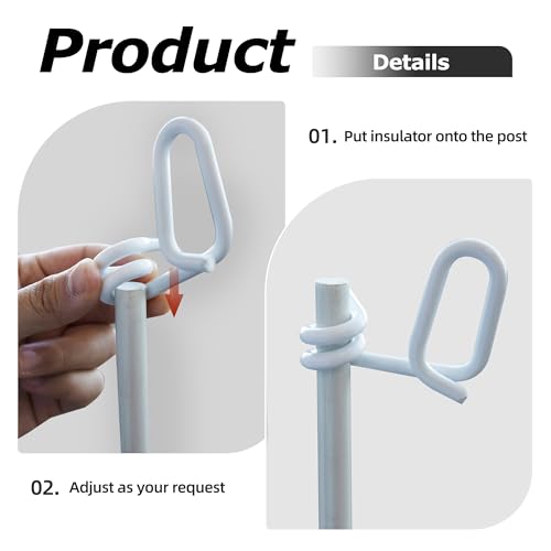 45.3 in Electric Fence Posts, Fiberglass Fence Posts with Adjustable 4 Pigtail insulators Hold Poly Wire Rope and 40mm Tape, for Temporary Electric Fencing, Farm Livestock, Garden-50pcs