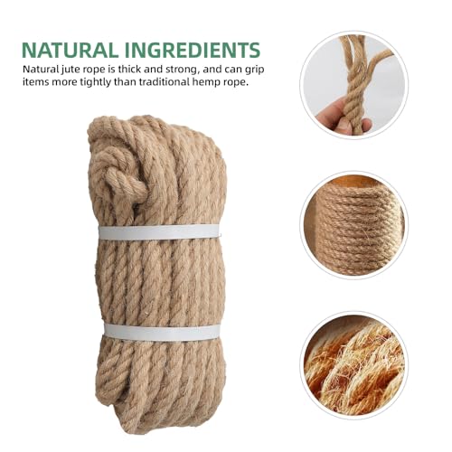 Natural Jute Rope, Heavy Duty Thick Rope, 1/2 in x 50 ft | For indoor and outdoor crafts, nautical rope decor, railings, hammocks, swings, gardening and tug of war - size: 1/2 in x 50 ft
