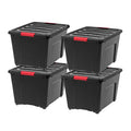 IRIS USA 4-Pack 54 Quart Storage Bins with Lids, Black | Black finish conceals stored items. Perfect for moving, blankets, clothing, and garage storage. Nestable design saves space - size: 54 Qt, style: 4 Pack