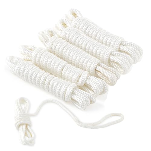 TetherTite Boat Dock Lines 5/8 Inch 20/25/30 Ft,Double Braided Nylon Boat Dock Lines with Loop, Mooring Line Marine Rope (1/4“*5‘) - size: 1/4“*5‘