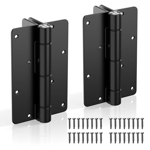5-3/4" Adjustable Self Closing Aluminum Gate Hinges, Heavy Duty Gate Hinges for Metal Gates, Legged Door Hinges Fence Gate Hinge for Pool Gate, Aluminum Gate, 2pcs, Black