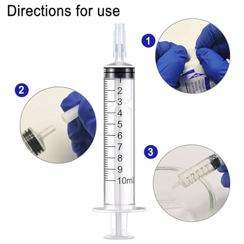 10ml Syringe for Liquid, 10cc Syringes Without Needle, Individually Wrapped, Pack of 12 - size: 10ml