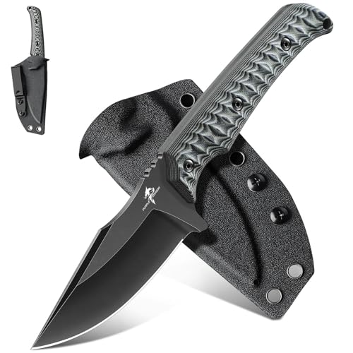 Purple Dragon Fixed Blade Knife - Full Tang Hunting Knife Gray | Kydex Sheath, Forged from a Single Piece of D2 Steel, G10 Handle, Gift Box - size: 3.2 inch