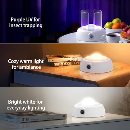 LFSYS Fruit Fly Traps for Indoors Gnat Trap Lamp, Double Side Sticky Paper 360° Attraction for Fruit Fly, Gnats 9 Refills + 1 Starter Kit (Dutch White) - style: 1 Device + 9 Refills