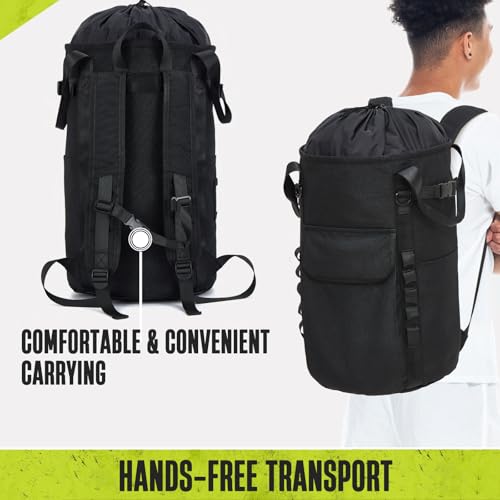 Arborist Rope Bag, 35L Tree Climbing Rope Bag, Arborist Equipment Bucket Backpack, Arborist Gear Carrier Bag with Side Pockets, Tough Rock Climbing Backpack, Rock and Tree Climbing Gear - color: Yellow