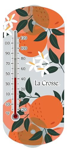 La Crosse 204-1520G 8-inch Analog Capillary Window Thermometer with Oranges - color: Vivid Orange