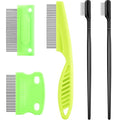 5 Pieces Dog Eye Combs Tear Stain Remover Combs Pet Grooming Comb for Small Dogs Gently Removing Eye Mucus and Crust (Green, Black) - color: Green, Black