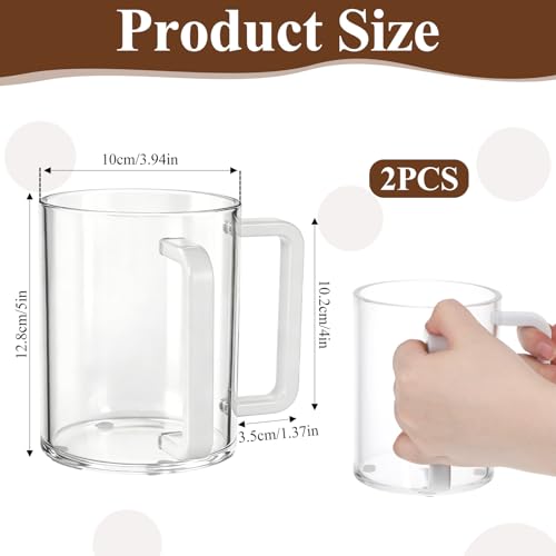 2 Pcs Judaica Hand Washing Cup with Dual Handles 5" Acrylic Clear Negel Vasser Hand Washing Cup for Jewish Ritual Netilat Yadayim Holiday Gifts (White Handle) - color: White Handle