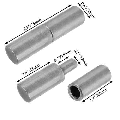 4 PCS Weldable Barrel Hinges Weld On Bullet Door Hinge 3" x 3/4" Heavy Duty Steel Detachable Hinges for Trailer Ramp Gate Swing Door (4 PCS) - color: 4 PCS