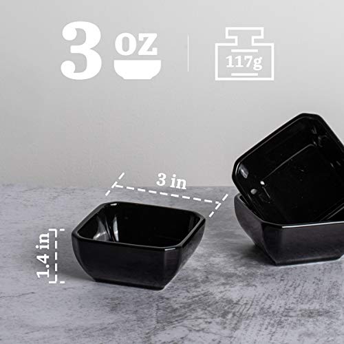DELLING 3 Oz Porcelain Dip Bowls Set of 6, Black Ceramic Dipping Sauce Bowls - Small Bowls for Charcuterie Board Accessories, Soy Sauce Dish, Condiment Cups for BBQ Party, Dishwasher Safe - color: Black, size: 3oz
