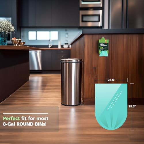 AYOTEE Biodegradable Medium 8 Gallon Trash Bags ，Leak Proof Compostable Bag | Unscented Garbage Bags 8 gallon，Green for Office, Home, Bathroom, Bedroom, Car, Kitchen, Pet, 80 Count - style: 8 gallon