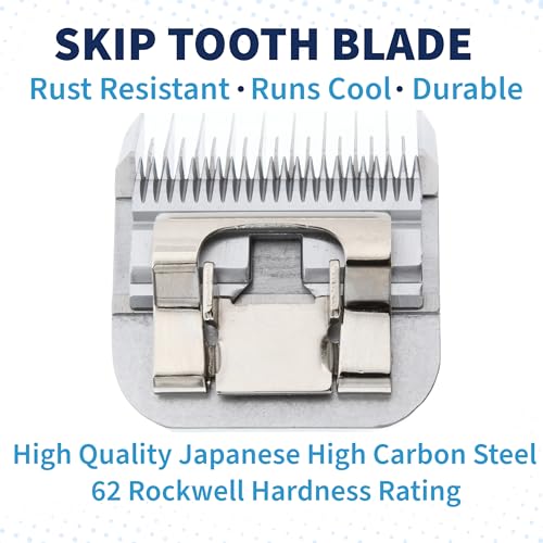 Detachable A Series 3 3/4 Skip Tooth Blades for Dog Grooming Cut Length 1/2" - 13mm -Skip Tooth Japanese Carbonized Steel Skip Tooth Clipper Blades Compatible A5 Series(3 3/4SK) - color: 3 3/4 (1/2" or 13mm) Skip Tooth